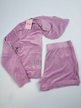 Juicy Couture Velour Shorts Set in Dewberry
